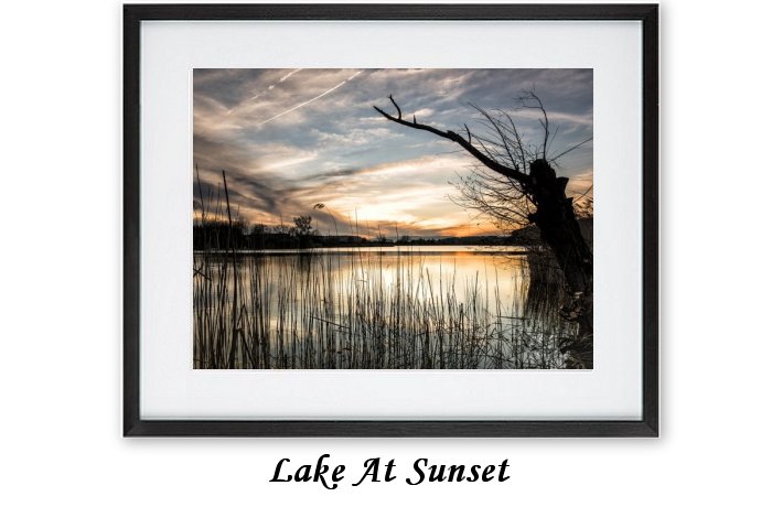 Lake At Sunset Framed Print